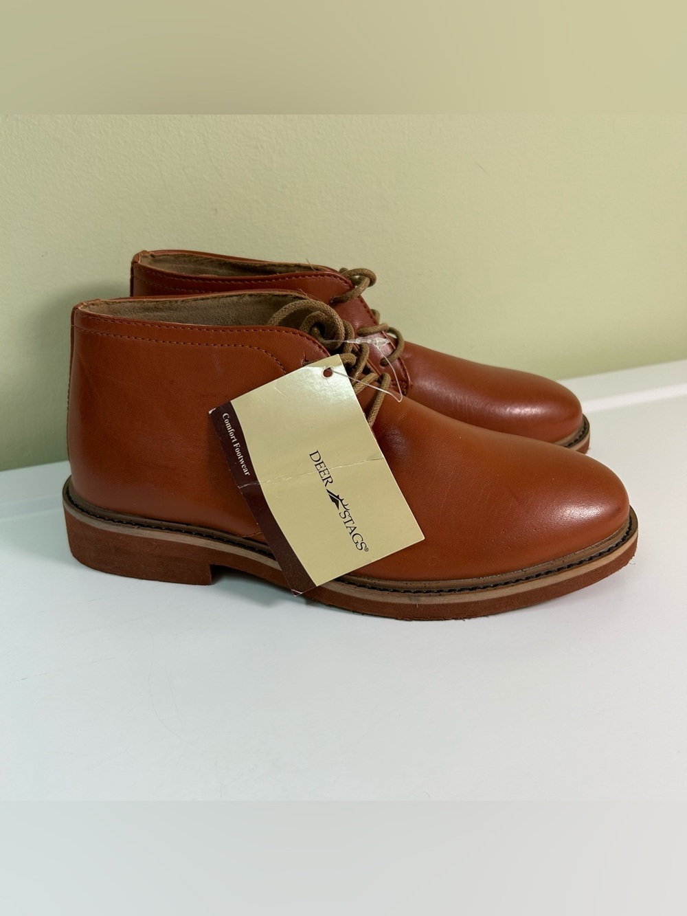 Deer Stags Boys Ballard Chukka Dress Boots Boys Size 2M Brown Ankle NEW Lace Up